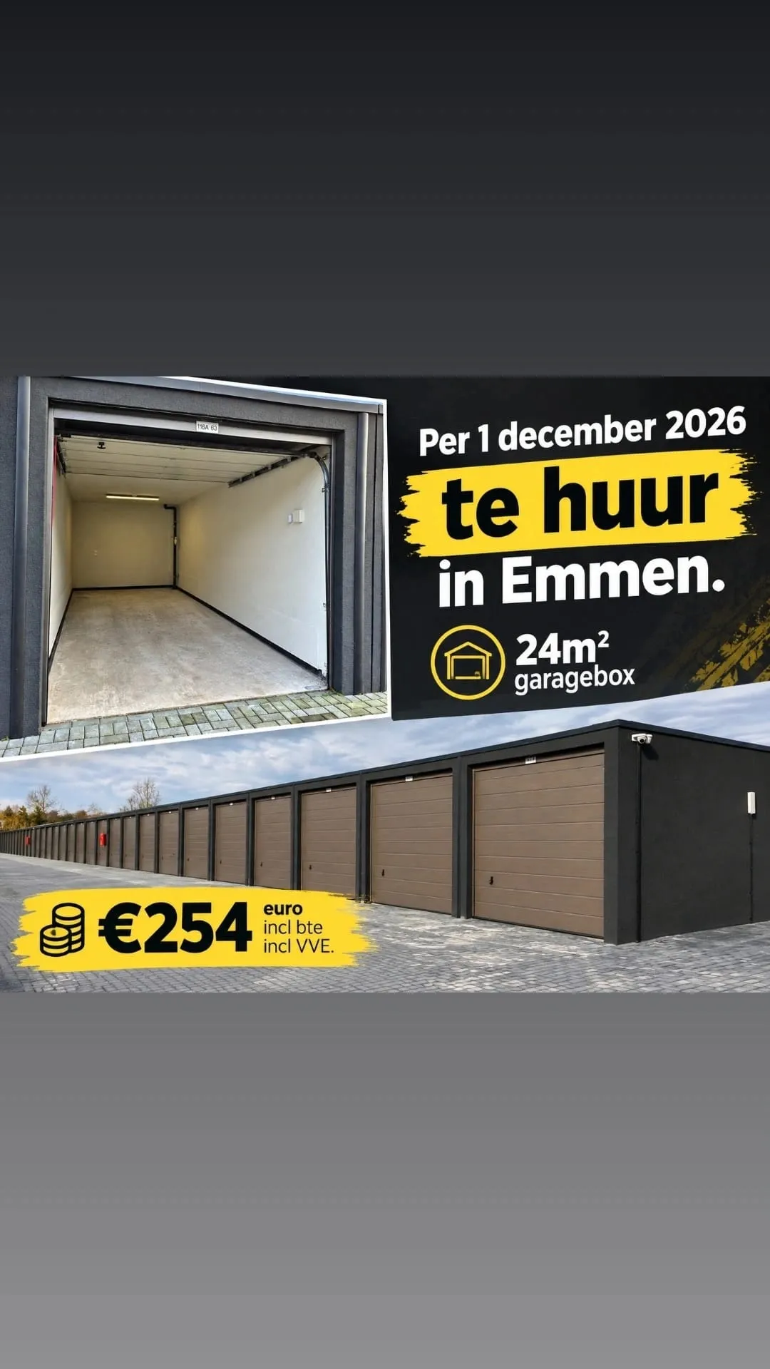 Garagebox Emmen 24m2 per 1-12-2026